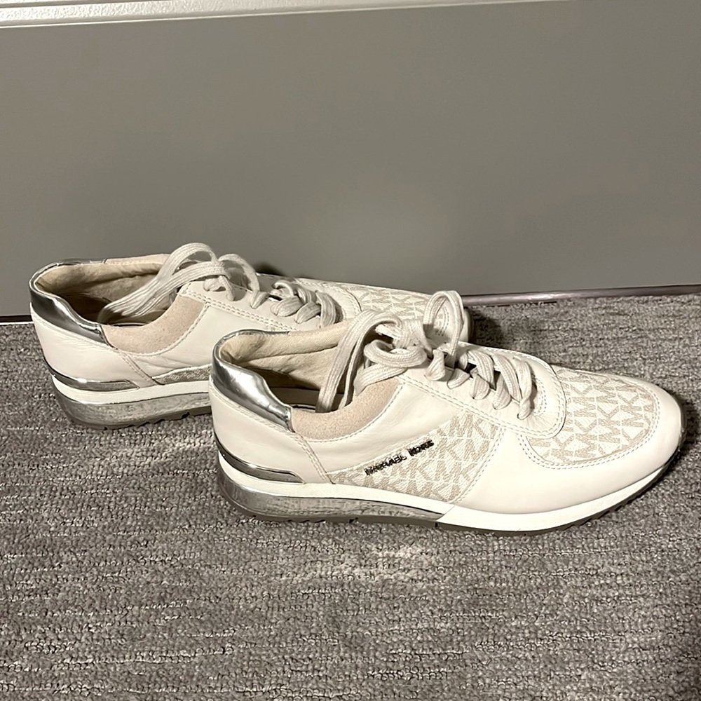 Michael Kors shoes, white/cream color with metallic silver accents, size 8
